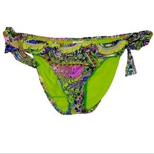 Vintage Lucky Brand Paisley Print Ruffle Bikini Bottoms Women’s Size medium